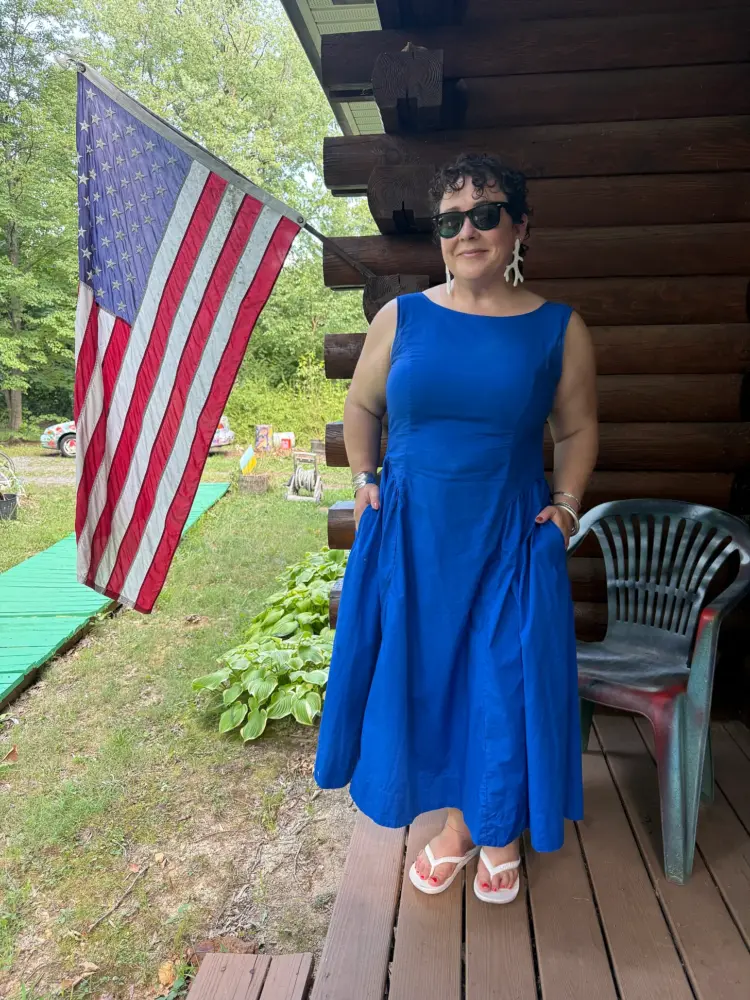 What I Wore Recently: July 2026 1 alison gary in a blue cotton lands end sundress on the 4th of July 2026