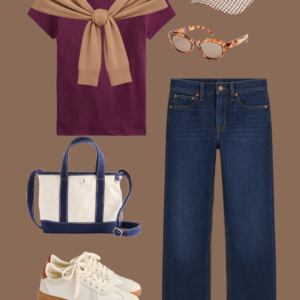 q10 Flatlay of an outfit from Wardrobe Oxygen's Early Fall Capsule Wardrobe with J Crew Factory.