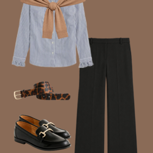 q11 Flatlay of an outfit from Wardrobe Oxygen's Early Fall Capsule Wardrobe with J Crew Factory.