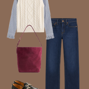 q12 Flatlay of an outfit from Wardrobe Oxygen's Early Fall Capsule Wardrobe with J Crew Factory.