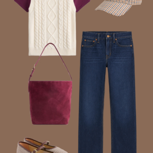 q13 Flatlay of an outfit from Wardrobe Oxygen's Early Fall Capsule Wardrobe with J Crew Factory.