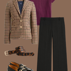 q14 Flatlay of an outfit from Wardrobe Oxygen's Early Fall Capsule Wardrobe with J Crew Factory.