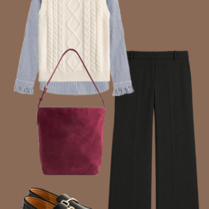 q15 Flatlay of an outfit from Wardrobe Oxygen's Early Fall Capsule Wardrobe with J Crew Factory.