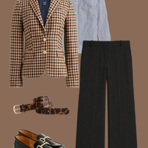 q5 Flatlay of an outfit from Wardrobe Oxygen's Early Fall Capsule Wardrobe with J Crew Factory.