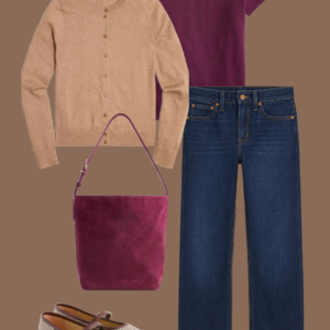 q9 Flatlay of an outfit from Wardrobe Oxygen's Early Fall Capsule Wardrobe with J Crew Factory.