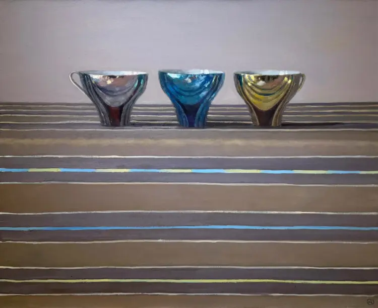 Weekend Reads for the Start of October 1 Olga Antonova,Three Cups on Stripes, 2025